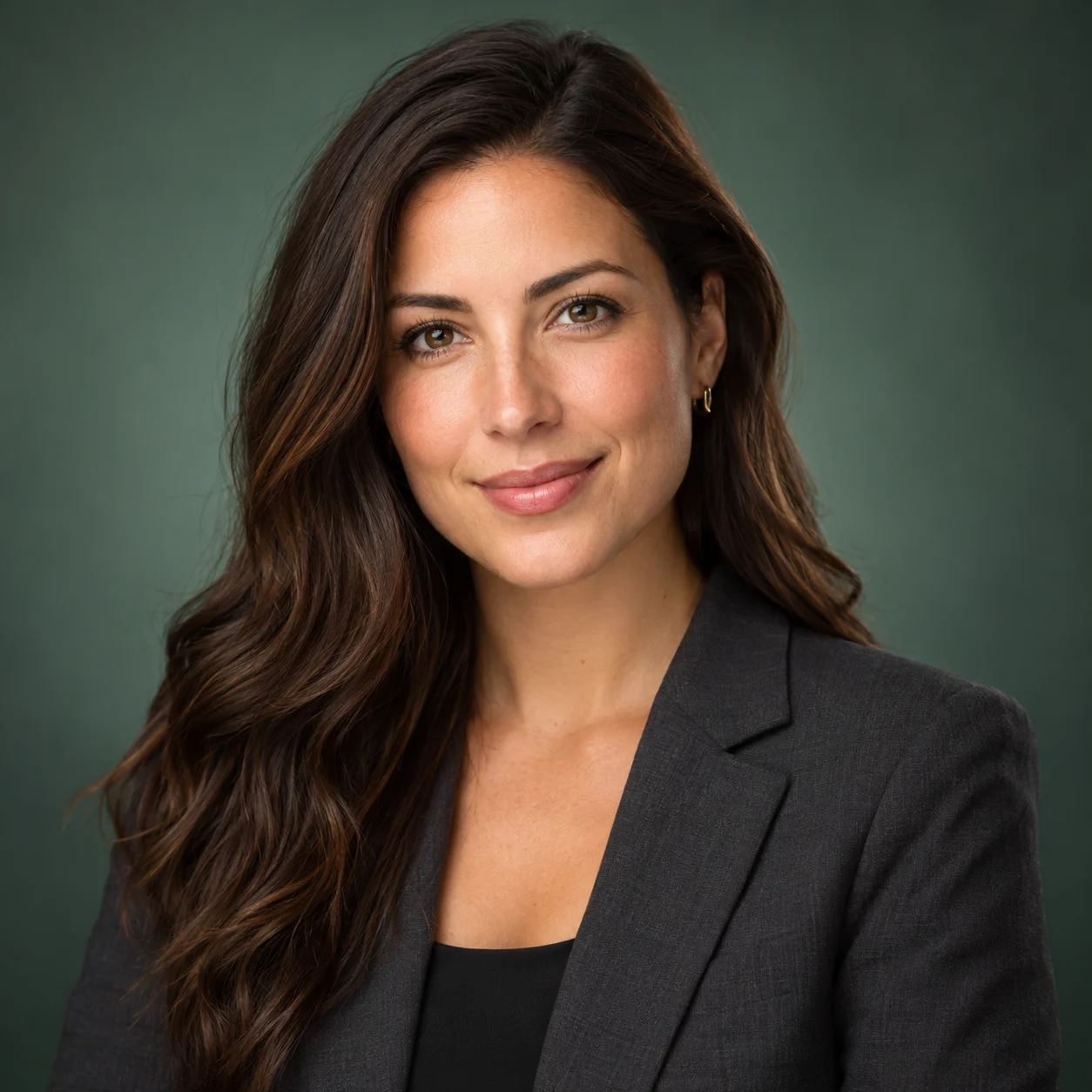 Studio-lit AI headshot in a charcoal blazer